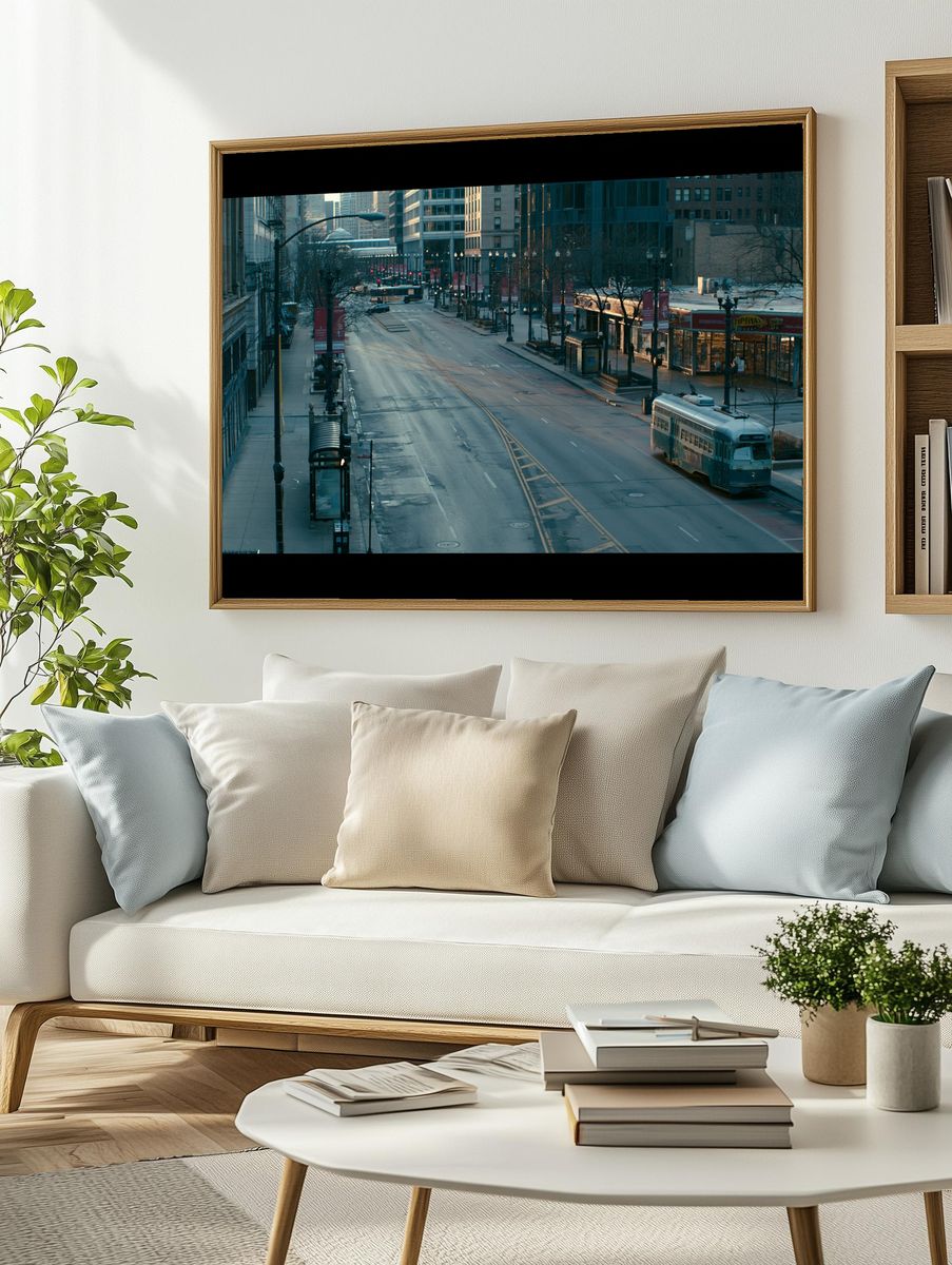 Empty City Street Photography Poster. — room view 2