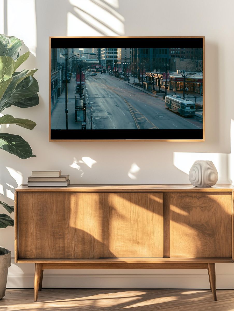 Empty City Street Photography Poster. — room view 3