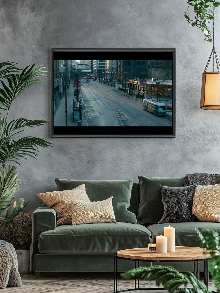 Empty City Street Photography Poster. — room view 4