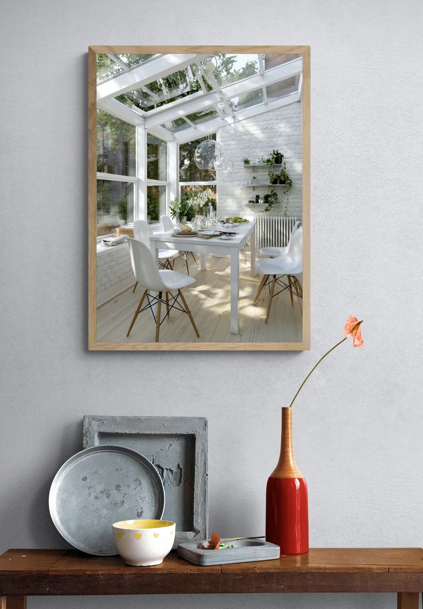 Bright Sunroom Dining Room Photography Print. — room view 3