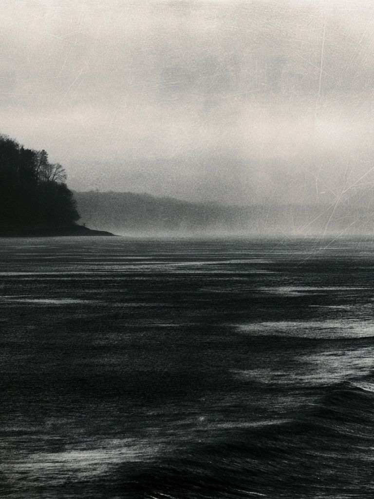Misty Seascape Black-White Poster. poster — photography art