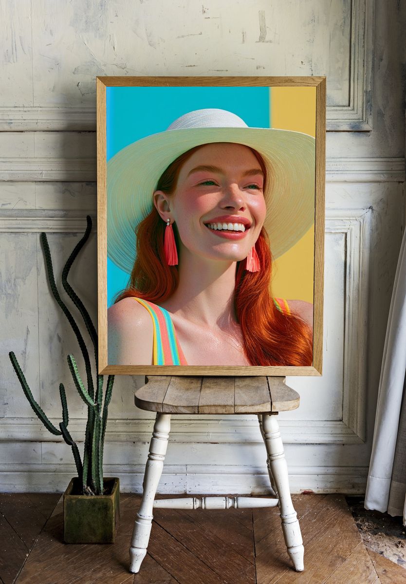 Sunlit Woman Portrait Print. room preview