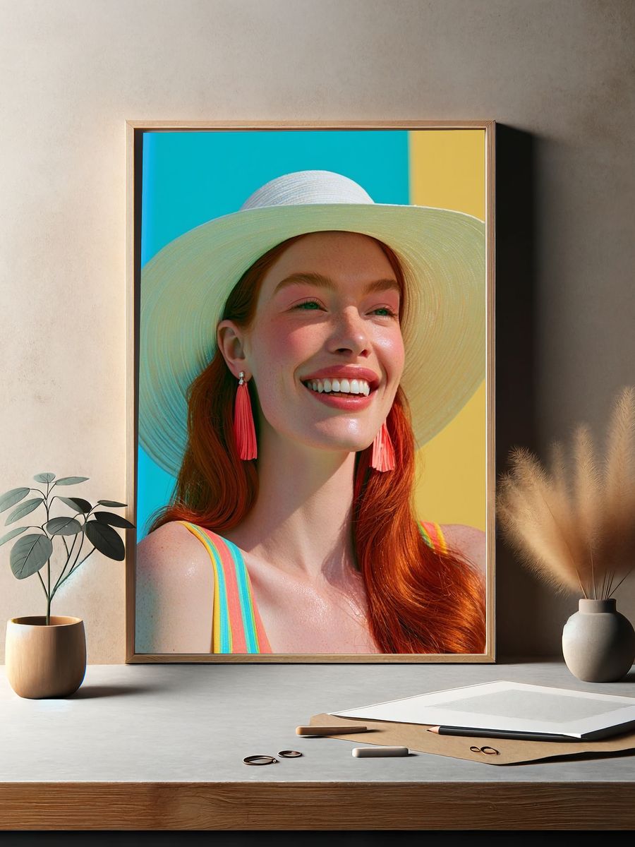 Sunlit Woman Portrait Print. — room view 2
