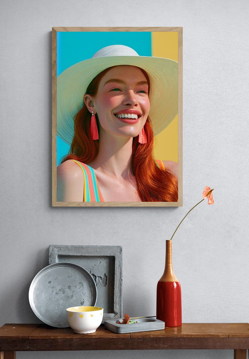 Sunlit Woman Portrait Print. — room view 3