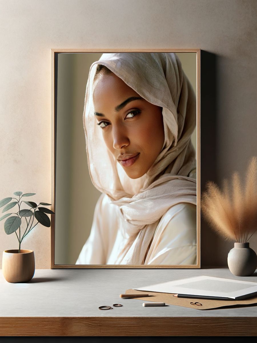 Elegant Hijab Portrait Print. — room view 2