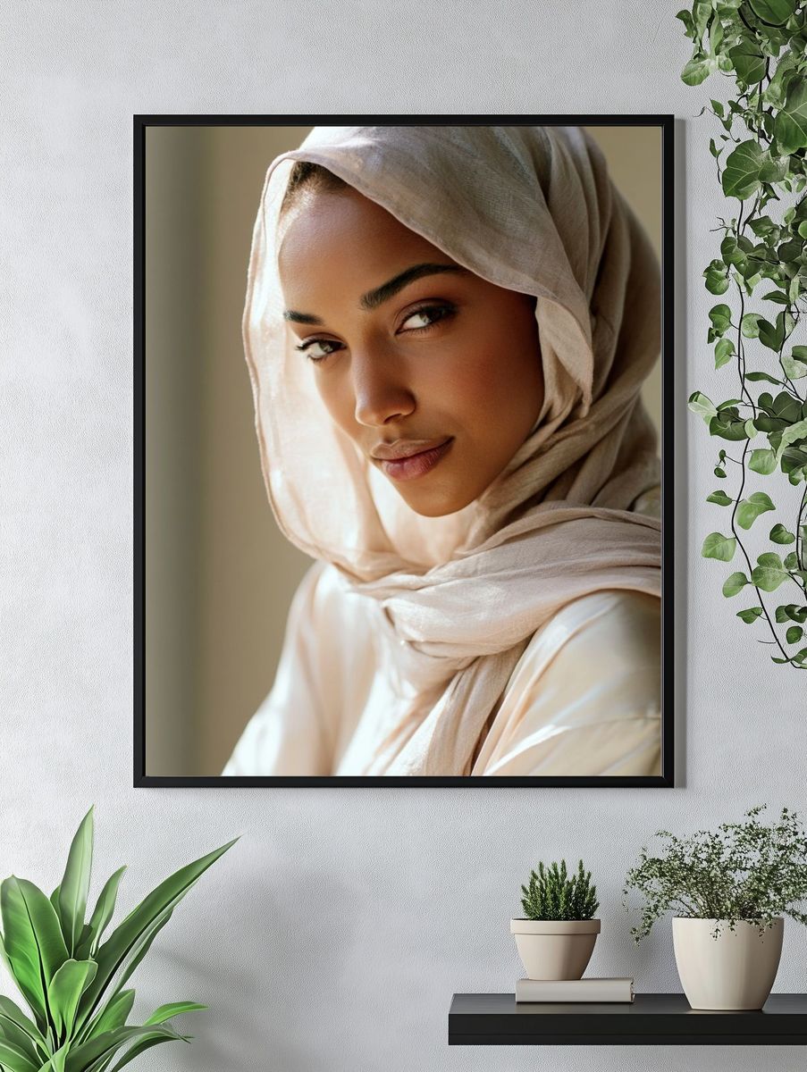 Elegant Hijab Portrait Print. — room view 4