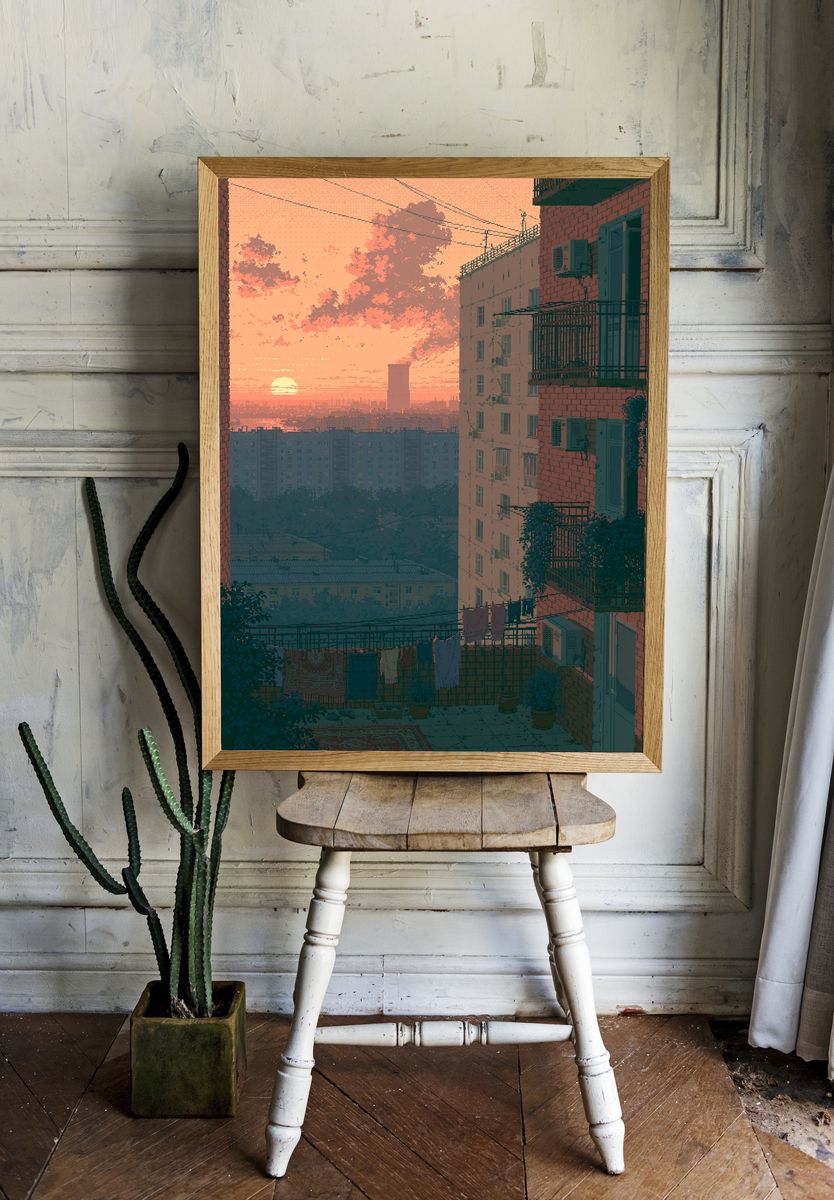 Sunset Apartment View Photography Poster. — room view 1