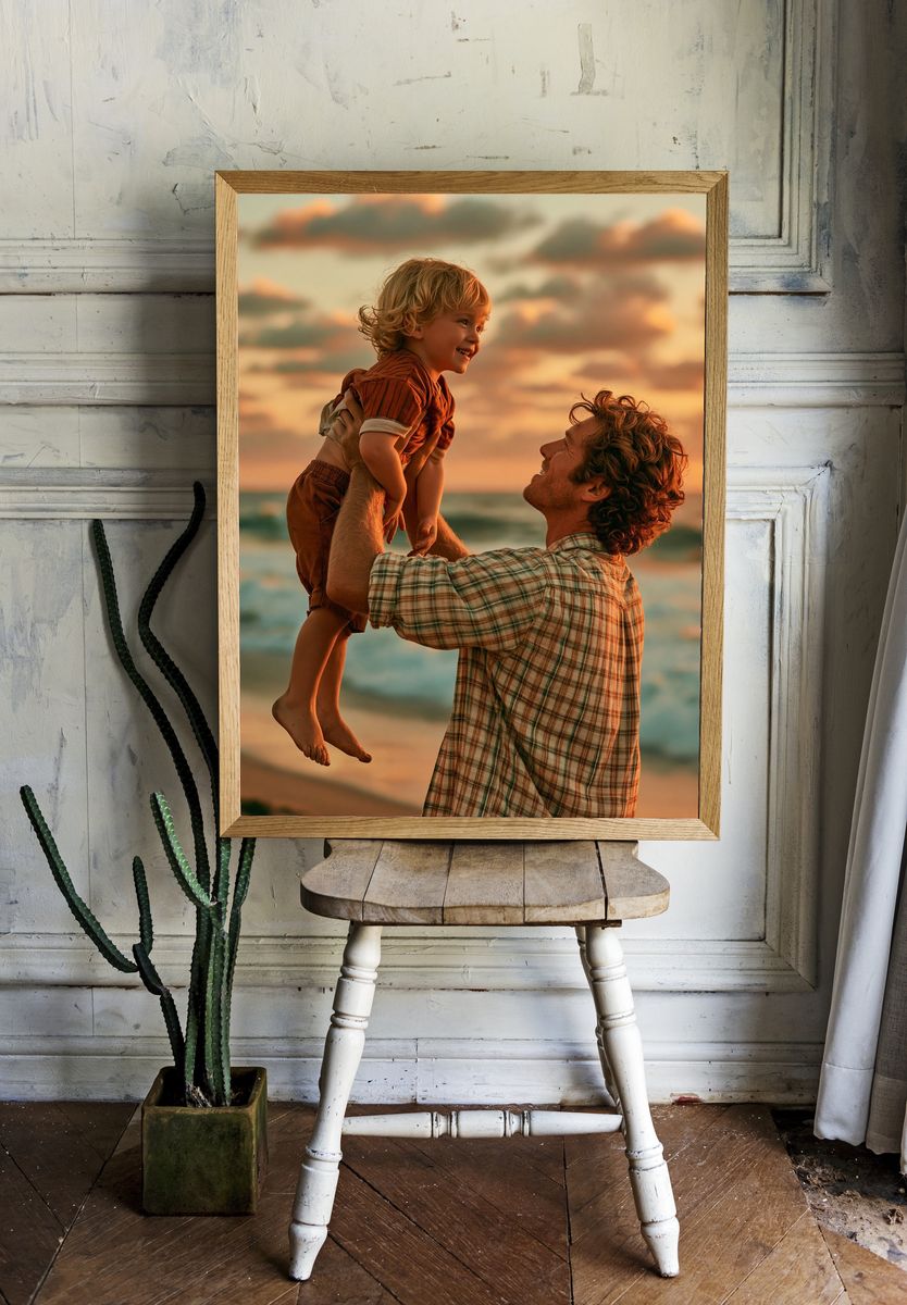 Sunset Beach Father and Child Poster. — room view 1