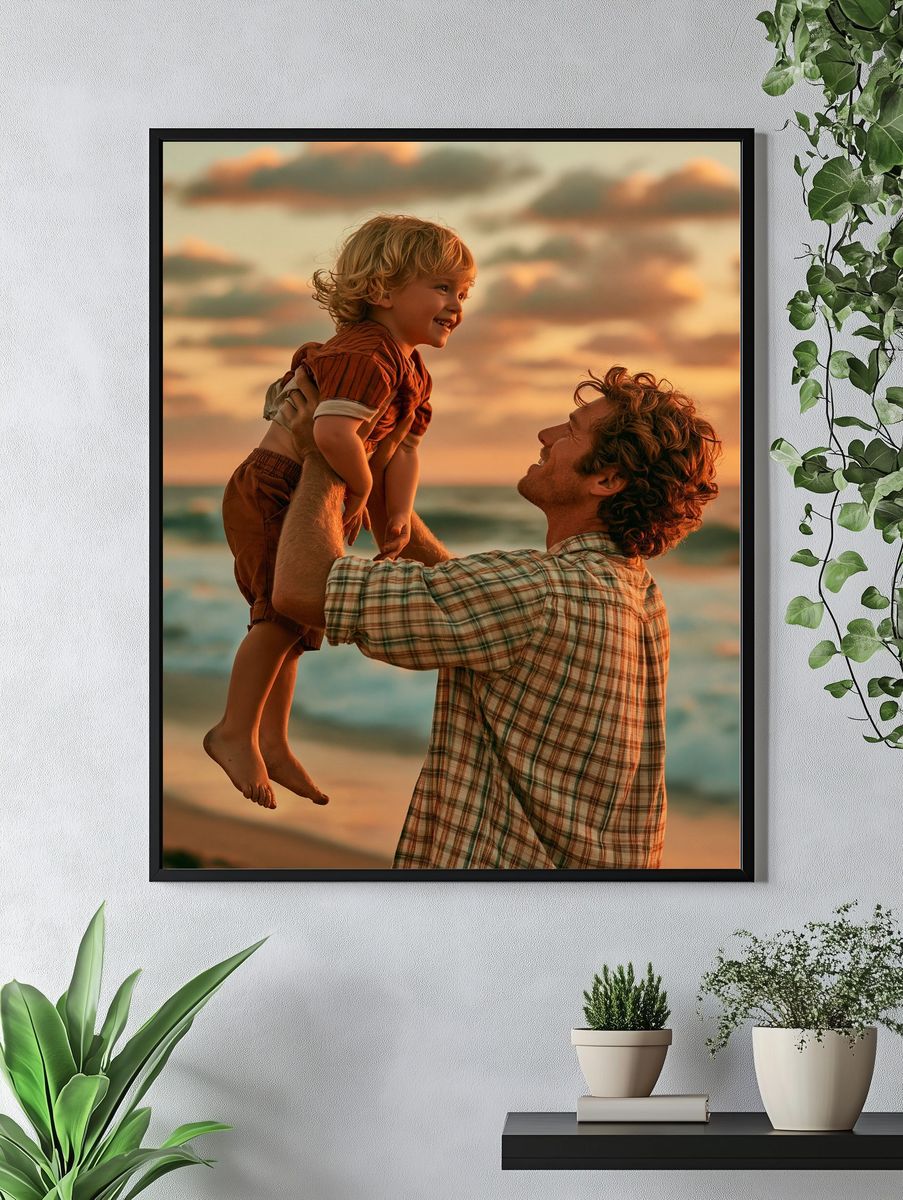 Sunset Beach Father and Child Poster. — room view 4