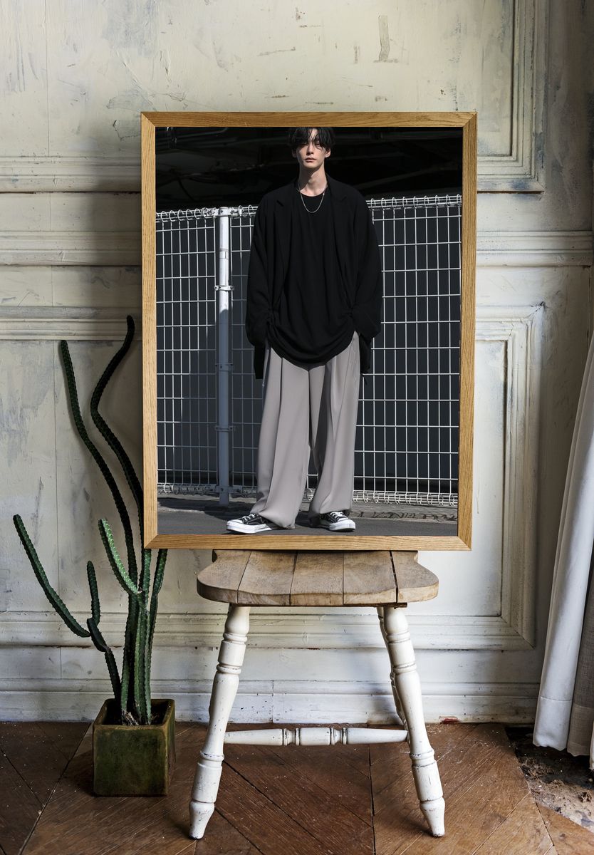 Monochrome Street Fashion Portrait Poster. room preview