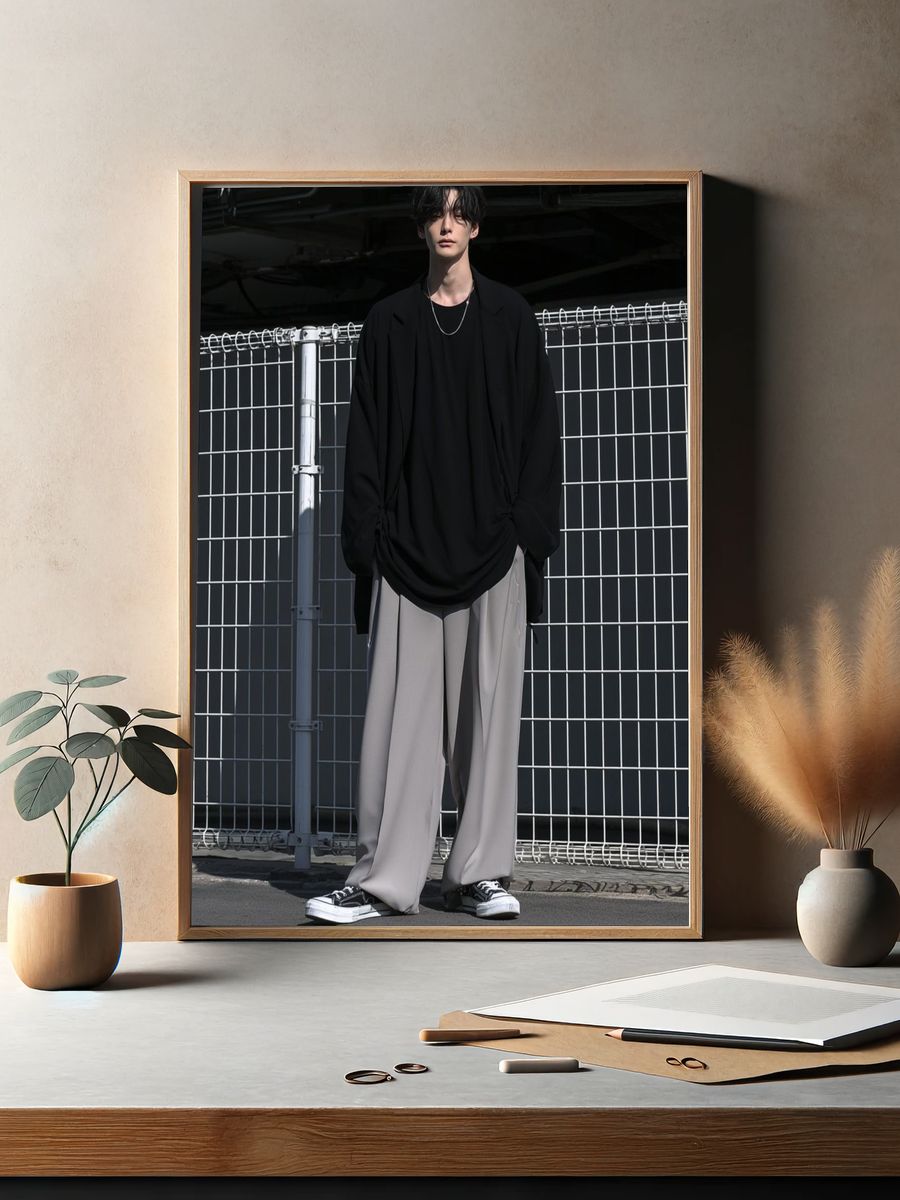 Monochrome Street Fashion Portrait Poster. — room view 2