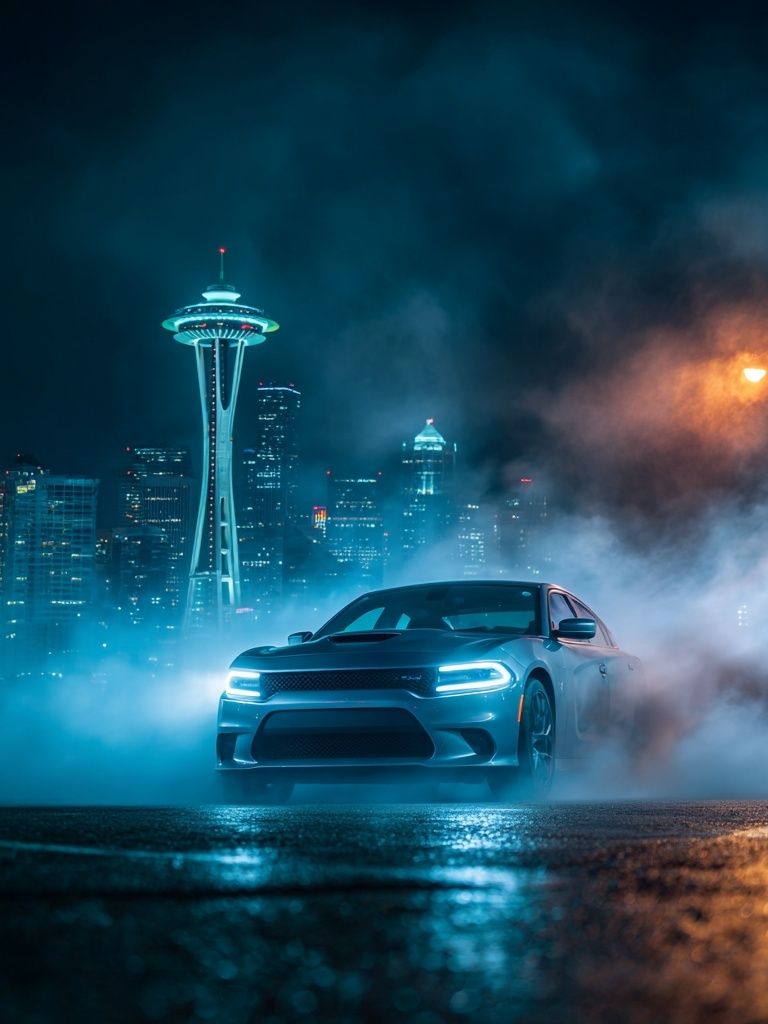 Seattle Night Drift Photography Poster. poster detail
