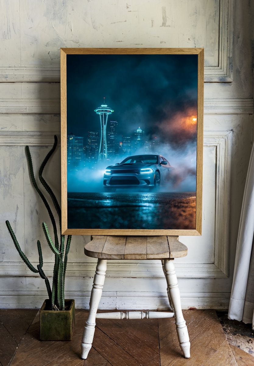 Seattle Night Drift Photography Poster. room preview