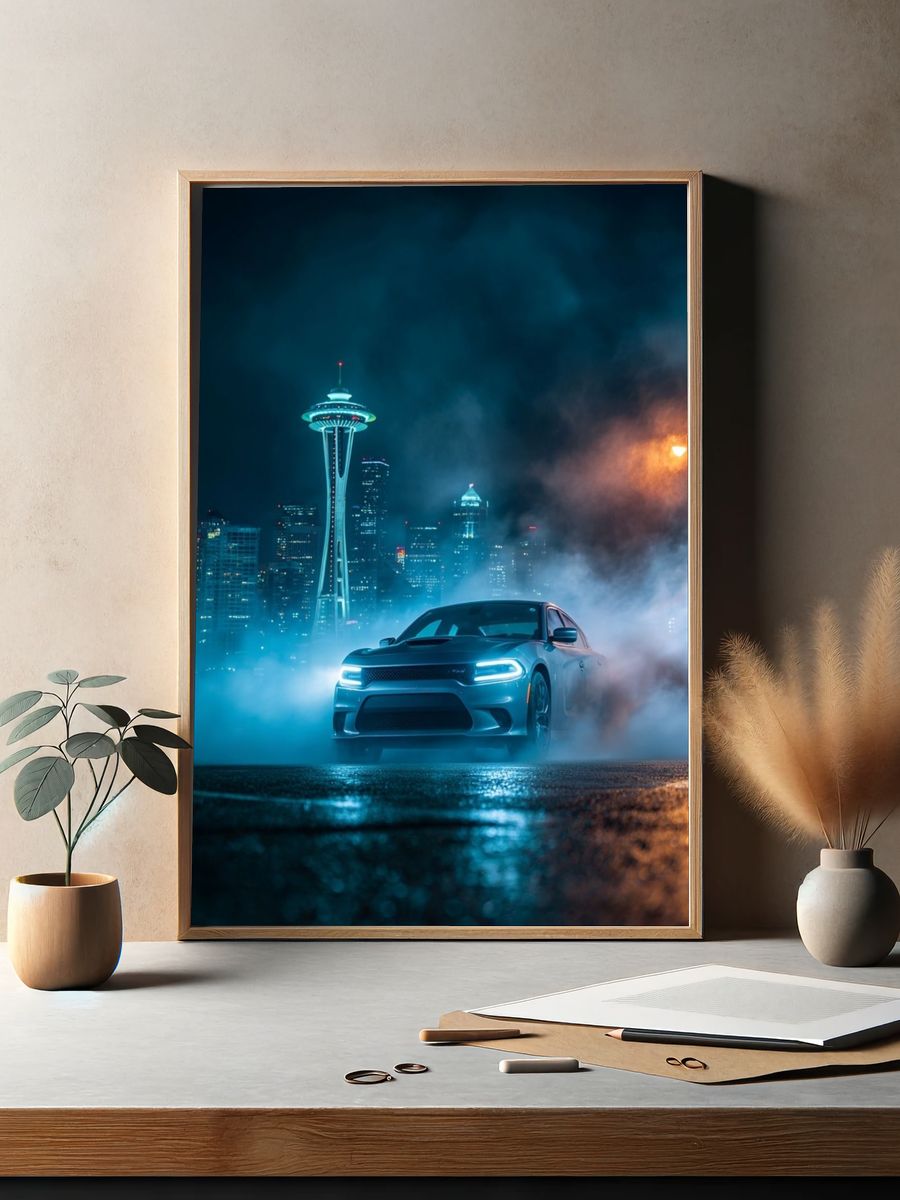 Seattle Night Drift Photography Poster. — room view 2