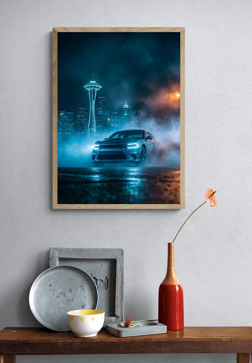 Seattle Night Drift Photography Poster. — room view 3