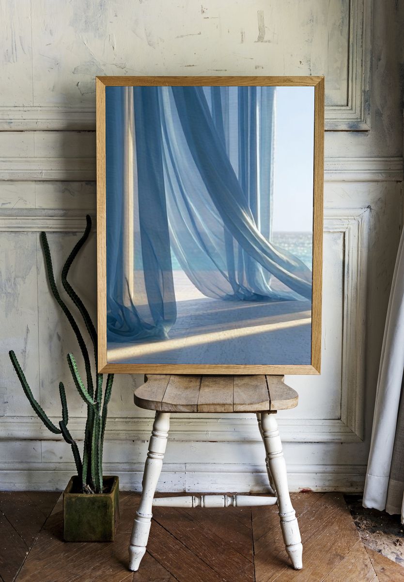 Sheer Curtains by the Sea Print. — room view 1