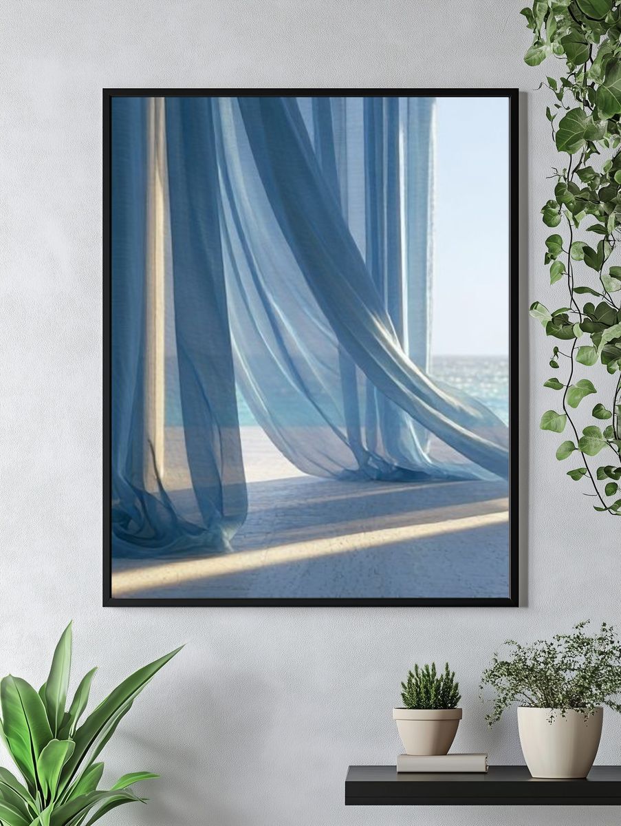 Sheer Curtains by the Sea Print. — room view 4