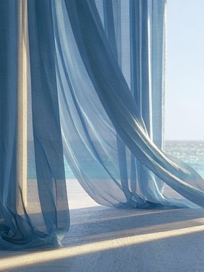 Sheer Curtains by the Sea Print. poster