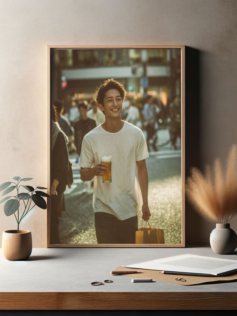 Smiling City Stroll Photography Poster. — room view 2