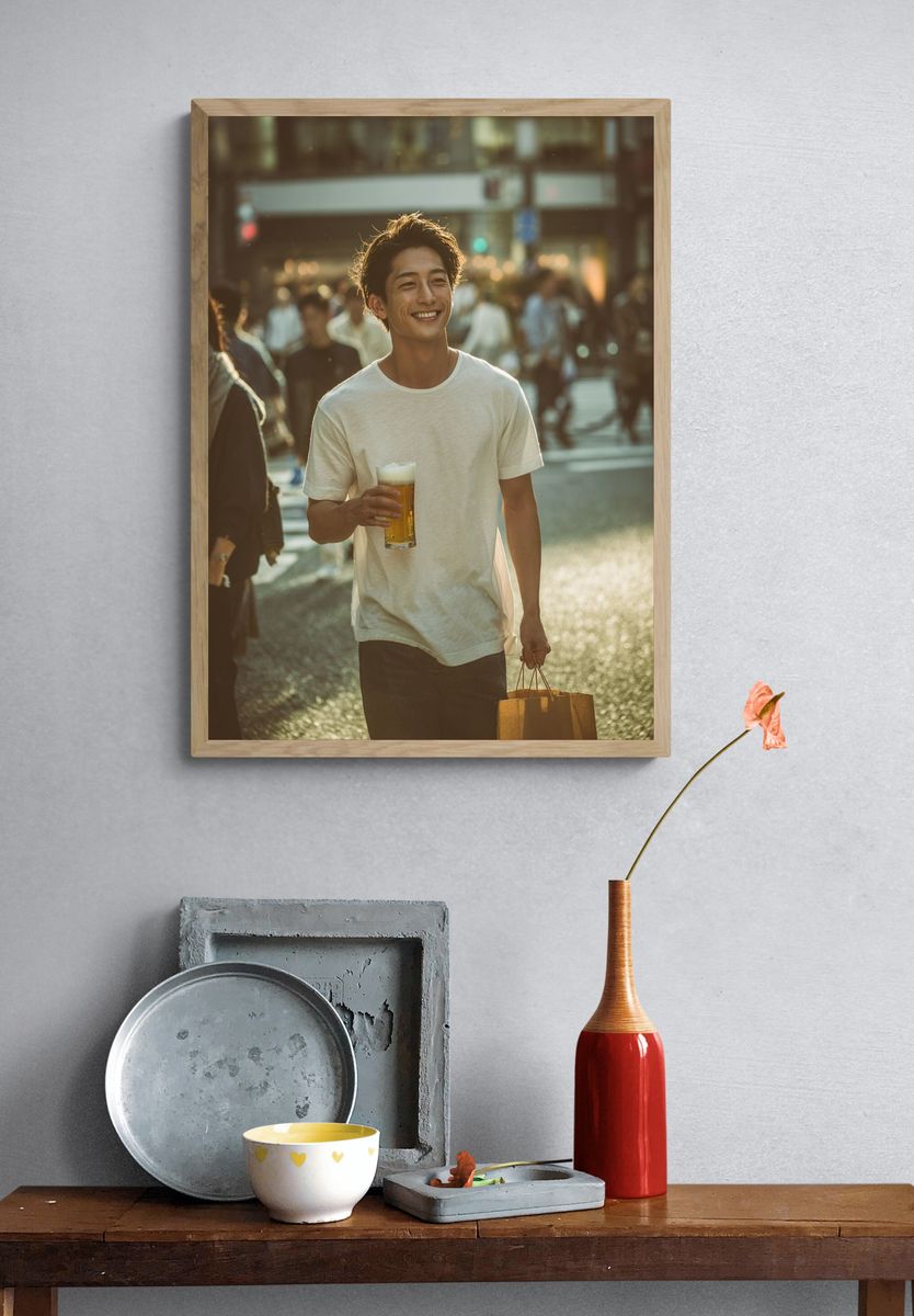 Smiling City Stroll Photography Poster. — room view 3