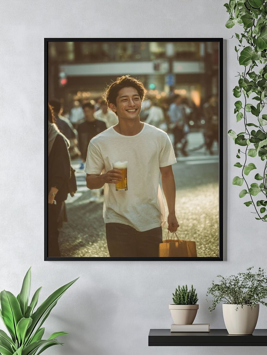 Smiling City Stroll Photography Poster. — room view 4