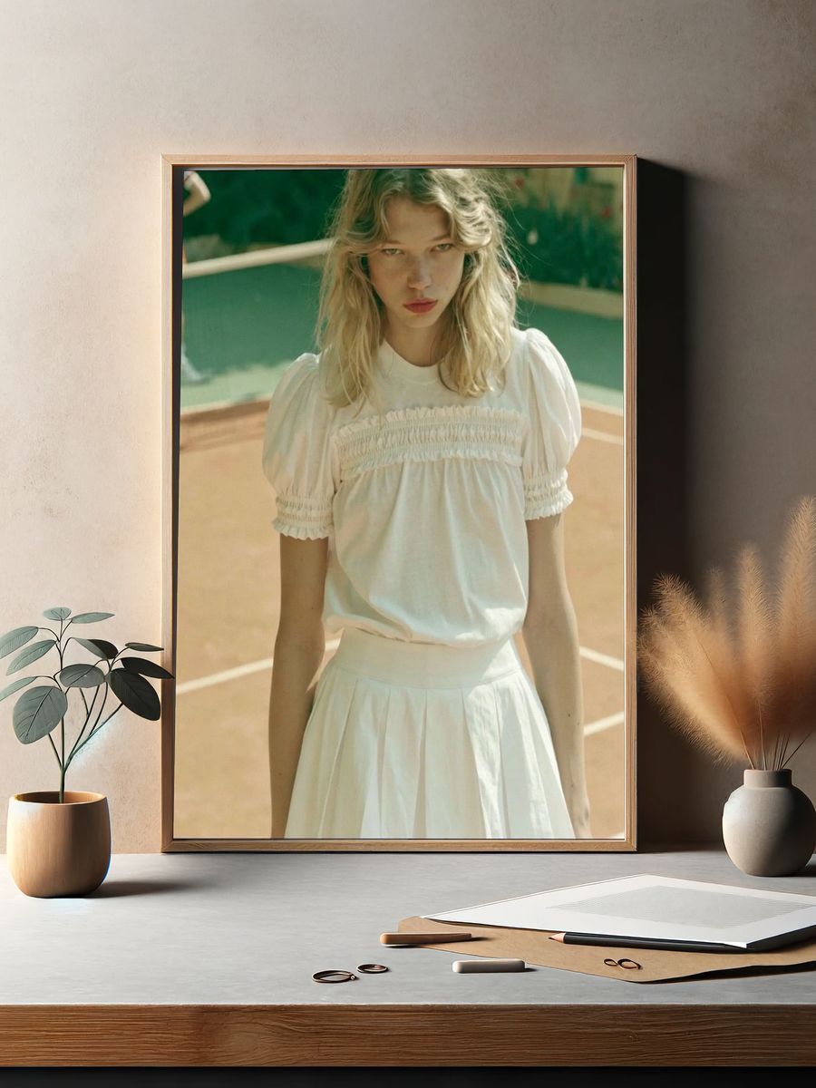 Vintage Tennis Court Portrait Print. — room view 2