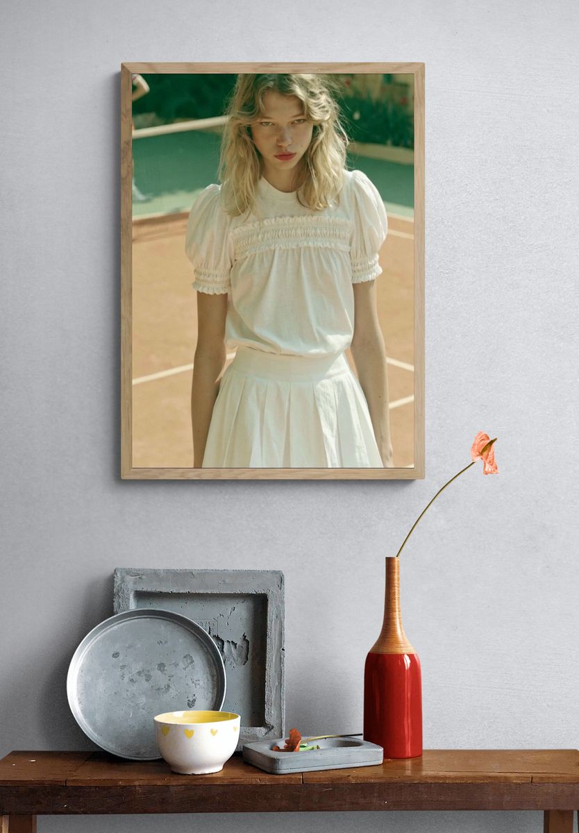 Vintage Tennis Court Portrait Print. — room view 3
