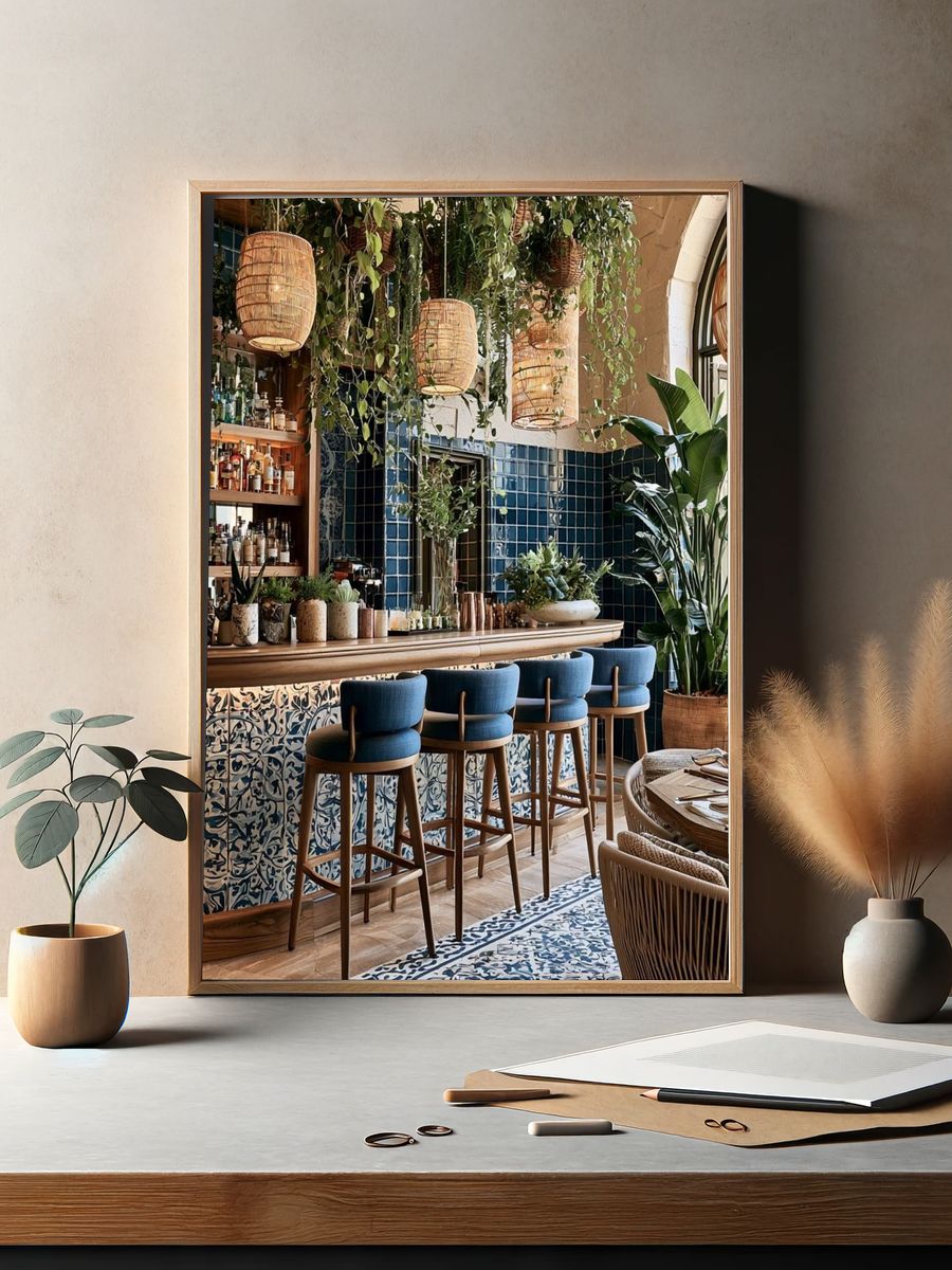 Tropical Bar Interior Photography Poster. — room view 2