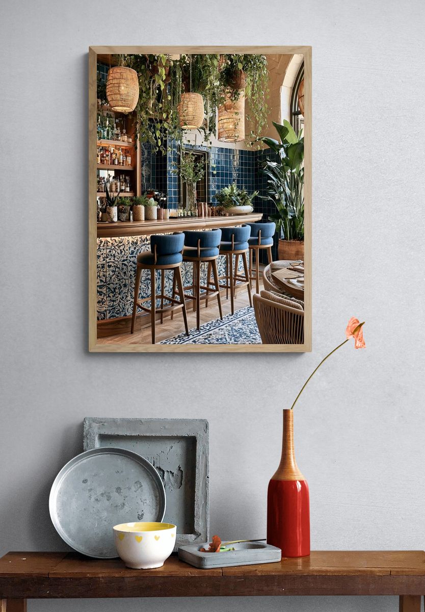 Tropical Bar Interior Photography Poster. — room view 3
