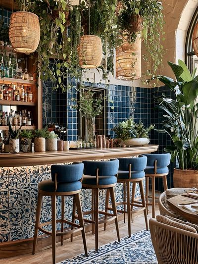 Tropical Bar Interior Photography Poster. poster