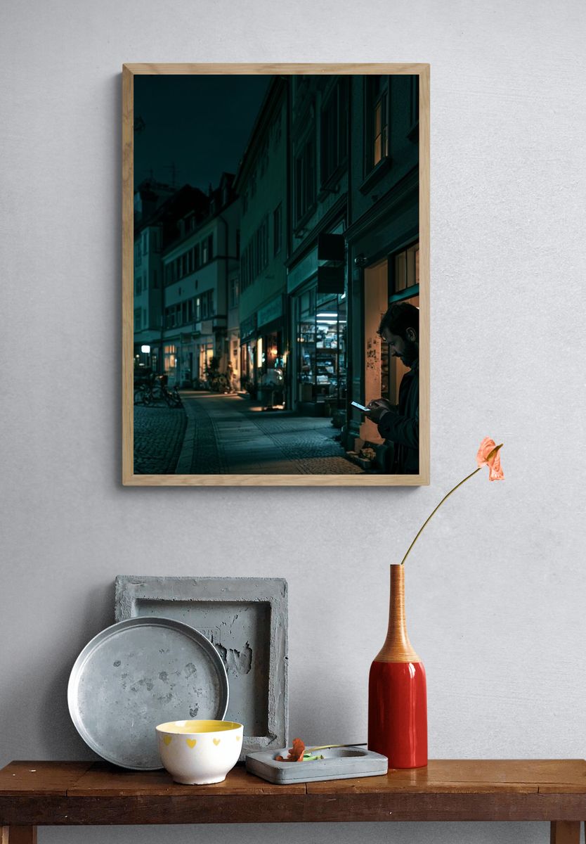 Night Street Scene Photography Poster. — room view 3