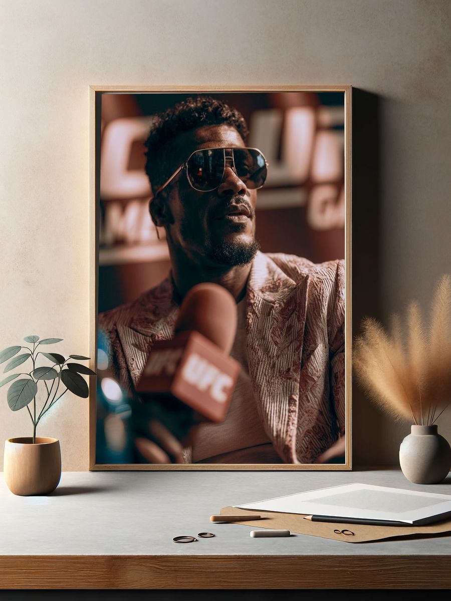 Stylish Music Interview Portrait Print. — room view 2