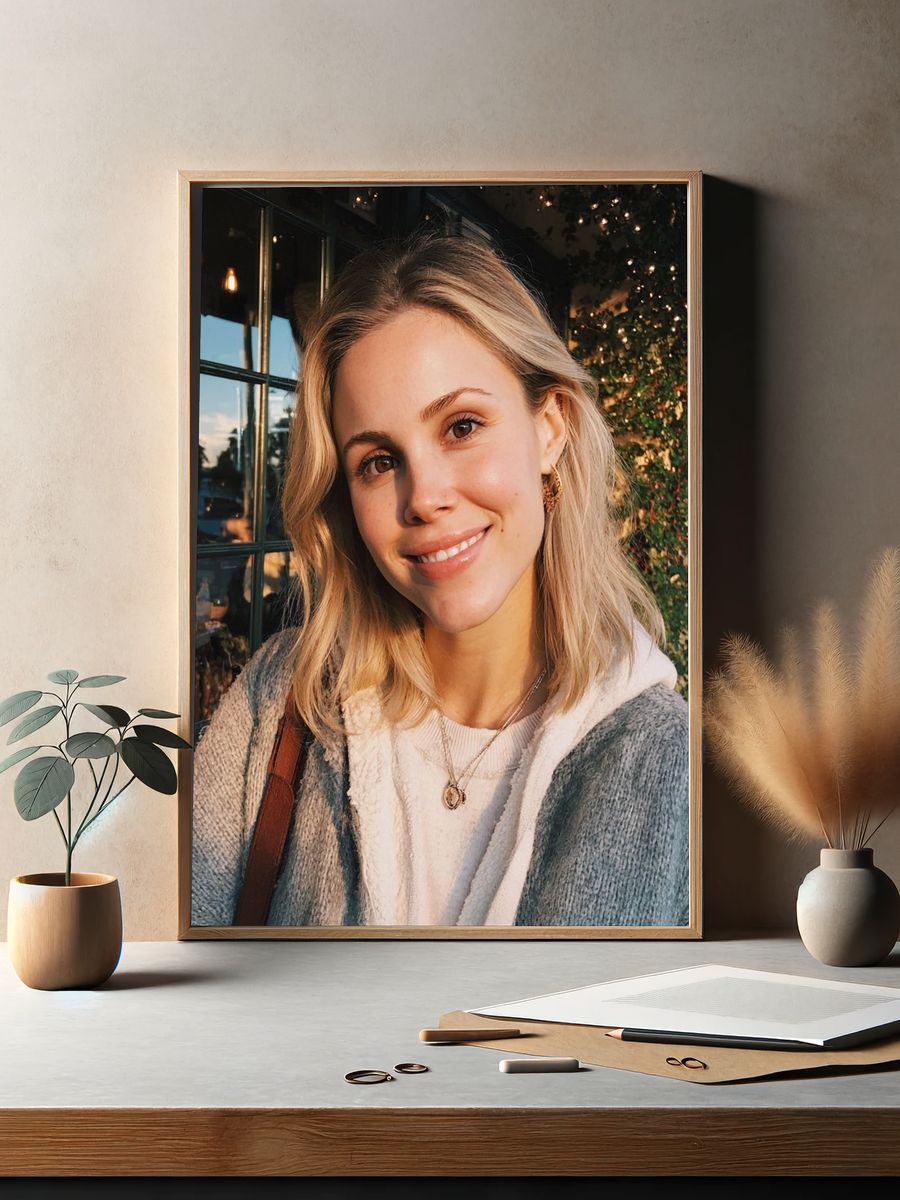 Smiling Blonde Portrait Photography Poster. — room view 2