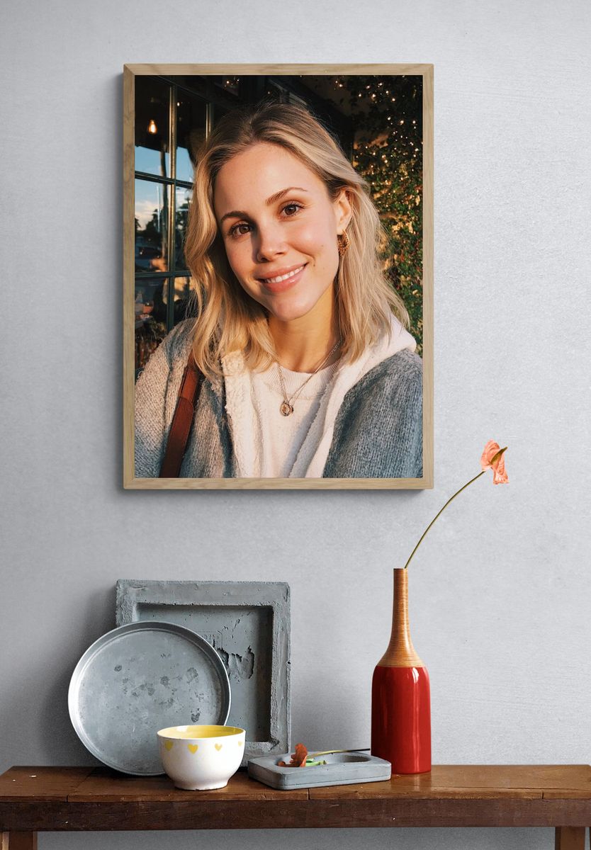 Smiling Blonde Portrait Photography Poster. — room view 3