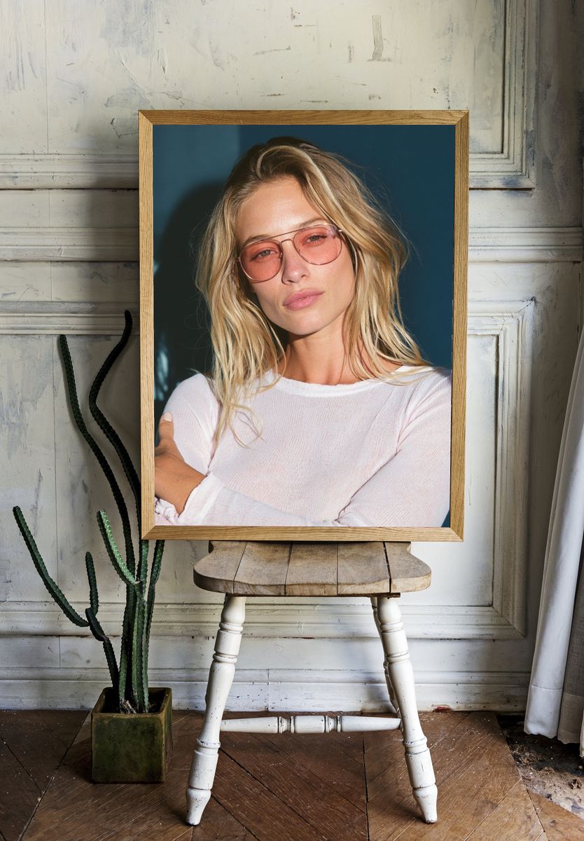 Blonde Portrait with Pink Sunglasses Poster. room preview