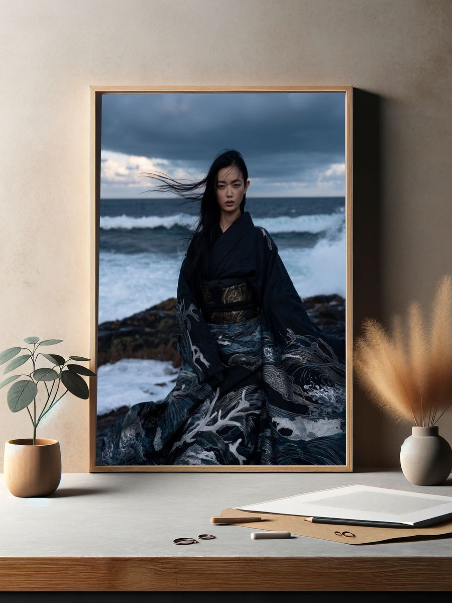 Stormy Seaside Portrait Photography Poster. — room view 2