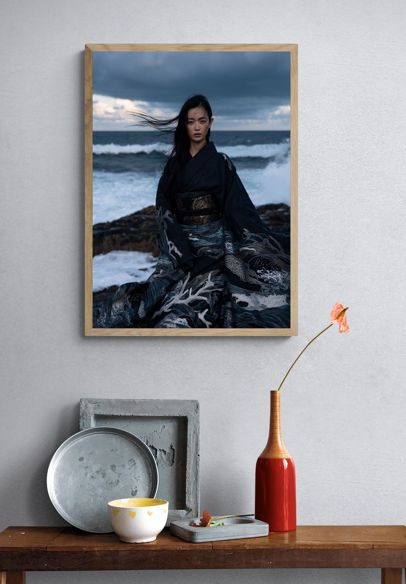 Stormy Seaside Portrait Photography Poster. — room view 3