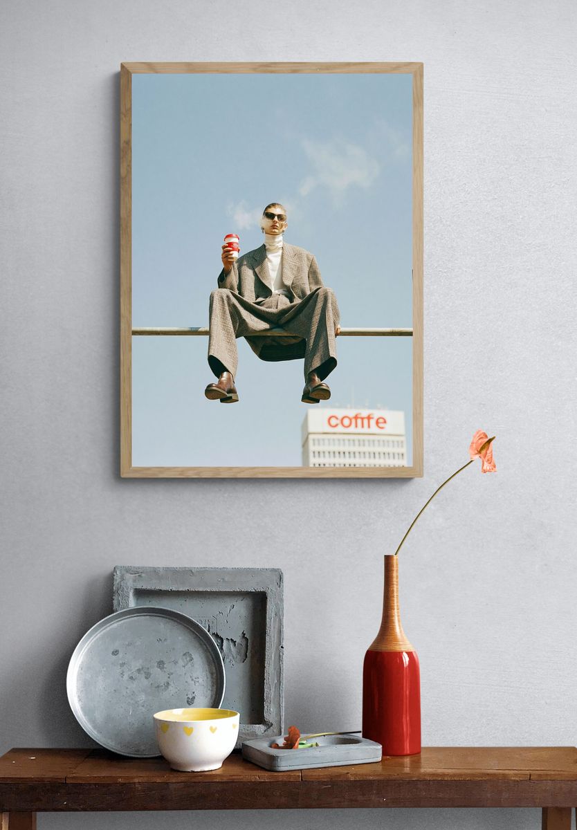 Coffee Break Fashion Portrait Poster. — room view 3