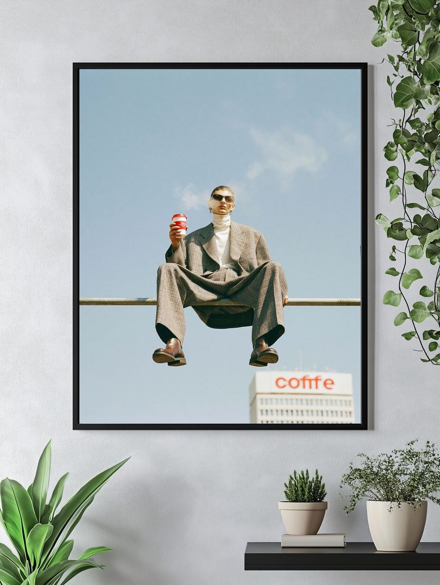 Coffee Break Fashion Portrait Poster. — room view 4