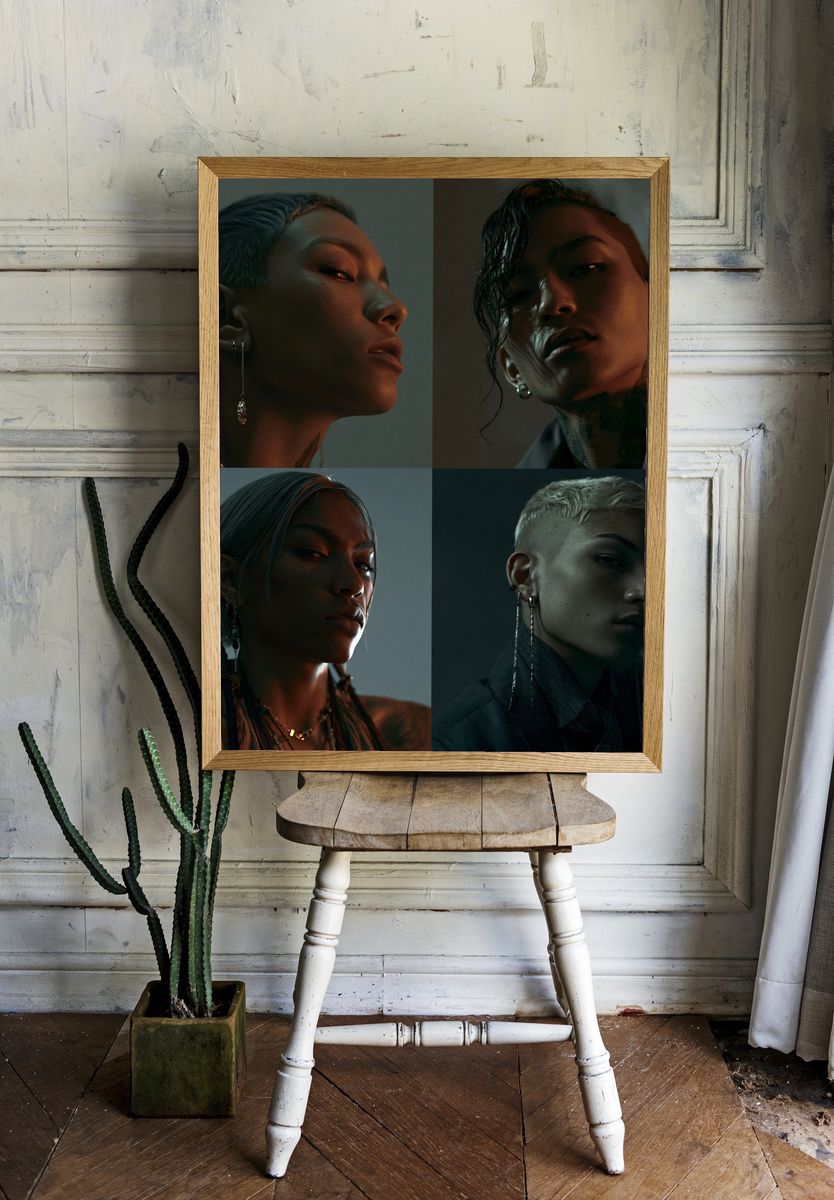 Moody Portrait Quartet Photography Poster. room preview