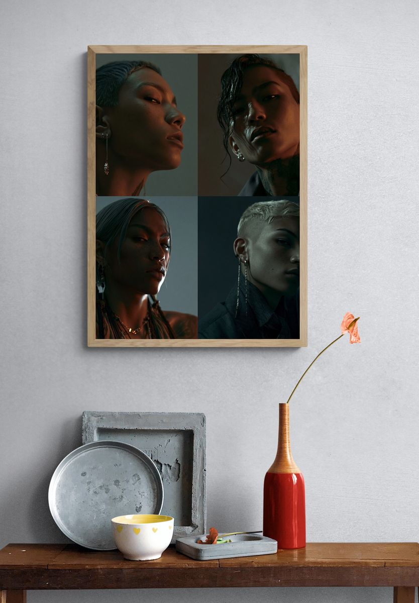 Moody Portrait Quartet Photography Poster. — room view 3