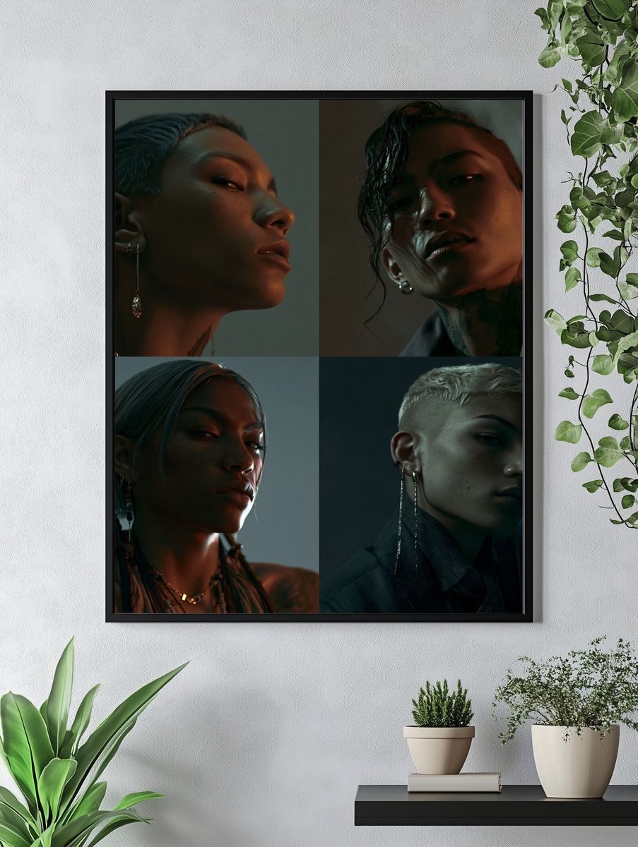 Moody Portrait Quartet Photography Poster. — room view 4