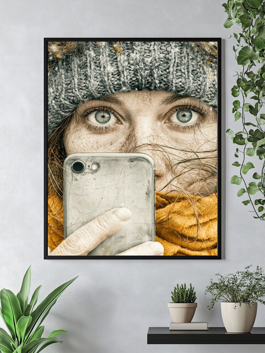 Winter Selfie Portrait Print. — room view 4