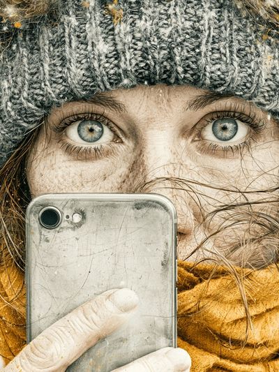 Winter Selfie Portrait Print.