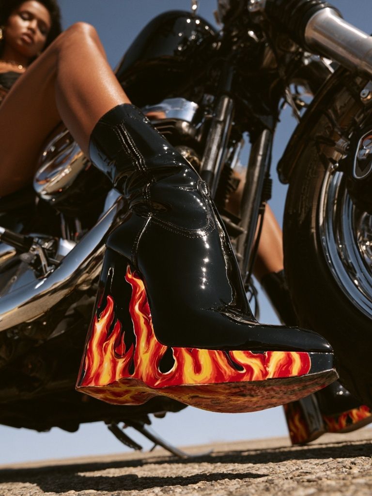 Flame Boot Motorcycle Photography Poster. poster detail