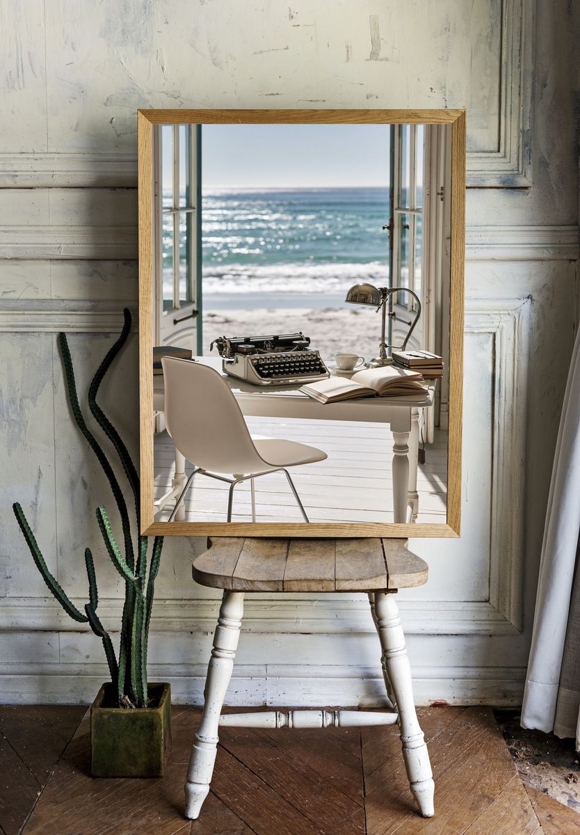 Seaside Writing Desk Photography Poster. room preview