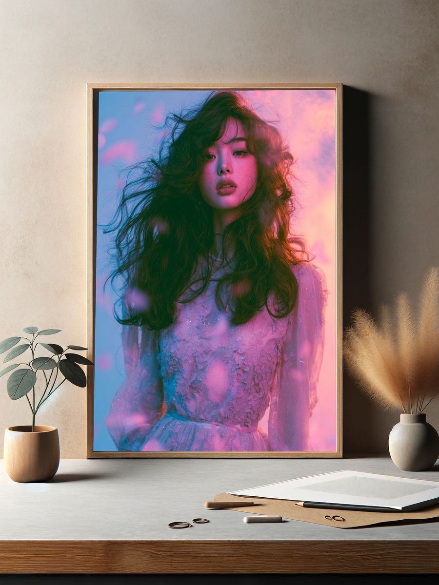 Dreamy Neon Portrait Print. — room view 2