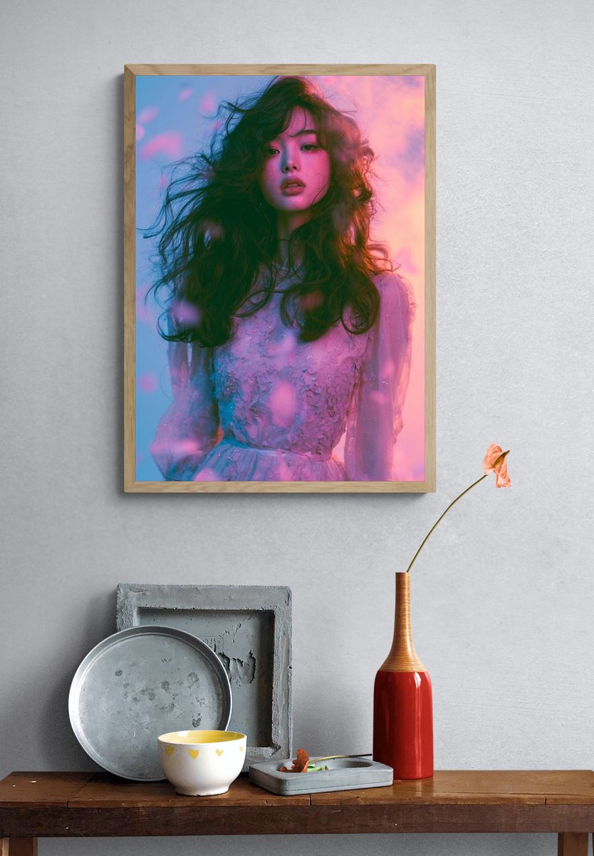 Dreamy Neon Portrait Print. — room view 3