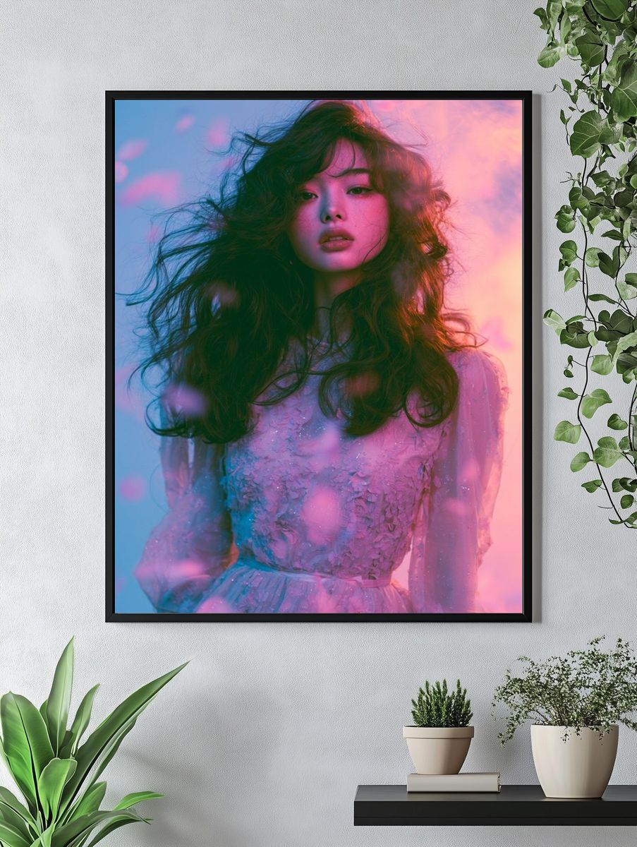 Dreamy Neon Portrait Print. — room view 4