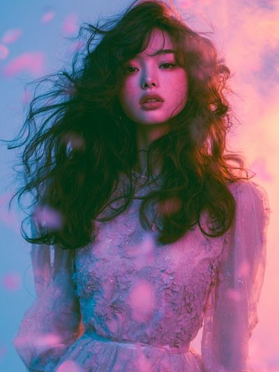 Dreamy Neon Portrait Print. poster